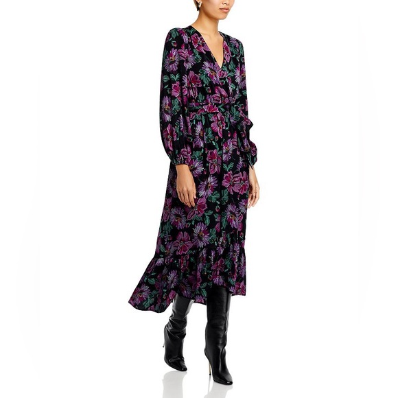 AQUA Long Sleeved Floral Wrap Maxi Dress Size XL - Picture 2 of 2